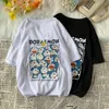 Tシャツ夏の漫画コットンショートスリーエレベットTシャツの男子生徒の日本のドラメモンアニメプリントシャツルースカップルタンクトップ