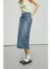 Spódnice Ziqiao High Street Women Dżinsowe spódnice proste rurka wczesna jesień retro z wysokim talią cienką swobodną samicę spódnicę średniej długości 230504