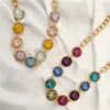 Chains Fashion Colorful Crystal Choker Necklace For Women Wedding Stretch Rhinestone Statement Accessories Jewelry