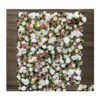 Ghirlande di fiori decorativi Pannelli murali di fiori artificiali Rosa rosa Ortensie bianche e Gypsophila verde finta con evento Gy857 D Dhnyo