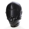 Fetish Sex Mask Bdsm Bondage Sexy Headgear Open Mouth Gag Blindfold Leather Restraint Hood Mask Sex Toys for Adult Games