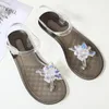 Sandalias 2023 verano playa coreana mujer cristal antideslizante estudiante zapatos planos fruta Clip Toe vacaciones en la playa mujeres jalea