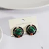 Studörhängen runda rosa kristall malachite chakras sten retro stil brincos pendientes mode märke smycken för kvinnor