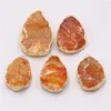 Pendant Necklaces Natural Orange Agates Druzy Necklace Pendulum Irregular Stone Connector Charms For Jewelry Making Raw