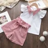 Clothing Sets Bear Leader Girls 2023 Summer Kids Clothes Floral Chiffon Halter Embroidered Shorts Straw Children 230504