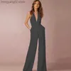 Women's Jumpsuits Rompers Jumpsuit Women 2022 Sexy Polyester White Backless Wide Leg Pants Clothing Sleeveless Elegant Female Summer Overalls Rompers T230504