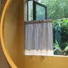 Curtain 1 PCS Rod Pocket Cherry Half Short Living Room Divided Linen Curtains Kitchen Cabinet Cafe Drapes