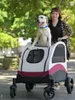 Transportbärare hundvagn husdjur jogger vagn vikbar vagn 4 hjul vagn justerbar handtag blixtlås med en mesh takfönster för stora medelstora hundar