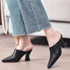 Abendschuhe LAPOLAKA Echtes Leder Elegante High Heels Pantoletten Pumps Sommer Schwarz Fashion Brand Design Damen