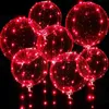 Autres fournitures de fête d'événement 10 Pack LED Light Up Bobo 20 pouces Ballons à l'hélium transparent Glow Bubble avec guirlandes lumineuses pour la décoration d'anniversaire de mariage de Noël 230504