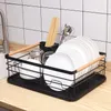 Organization Dish Drying Rack With Drainboard Drainer Kitchen Light Duty Countertop Utensil Organizer Storage For Home Black