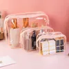 Torebki kosmetyczne obudowy przezroczystą torbę kosmetyczną pvc kobiety zamek błyskawiczne torby makijażowe kosmetyka podróż makijaż organizator do przechowywania w kąpieli toaletowa torba Z0504