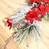 Flores decorativas Christmas Wreath Ornamentos Decoração de cor vermelha simulação artificial de flores neve para necessidades diárias