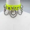 Choker Mode Punk Halskette handgefertigt neon grün rosa drei O Kette Sexy Harajuku Kragen Gürtel 230503