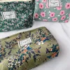 Bolsas de cosméticos Estuches Organizador de maquillaje de pana Embrague Retro Estampado de flores Lavar Mujeres Bolsa de maquillaje de viaje Belleza Almacenamiento de inodoro 230503