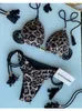 Bikini's set sexy badmode bikini set vrouw badpakken bikini's geweven zwempak dames veter omhoog driehoekige split bikini print zwempak 230503