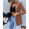 Women'S Suits Blazers Casual Office Ladies Clothing Oversize Womens Blazer Red Jacket Woman Black Elegant Fashion Female Coat Drop Otitg