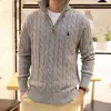 Maglioni da uomo Maglione da uomo Designer Polo Mezza cerniera Felpa con cappuccio Manica lunga Lavorato a maglia Cavallo Torsione Collo alto Uomo Donna S Ricamo