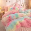 Bedding Sets Luxury Solid Colored Plush Duvet Cover Warm Wool Girl Set Mink Down Single And Double Cover/Pillowcase Househ