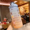 Tumblers 2 Liter Sports Water Bottle with Straw Portable Travel Bottles with Time Scale Fitness Cup Summer Cold Water Large Capacity 230503
