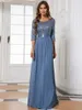 Party Dresses Elegant Evening Dresses A-LINE Chiffon Sleeve Crew Neck ever pretty of Dusty Navy Simple Sequins Bridesmaid dress Women 230504