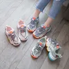 Athletic Outdoor Autumn Rainbow Kids Sport Shoes For Girls Sneakers Studenter andas Mesh Child Non-Slip Shoes Girls Sneakers Light Shoes Boys AA230503