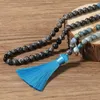 Halskette Ohrringe Set OAIITE 8mm Naturperlen Schneeflocke Obsidian Stein Japamala Armband Mala Halsketten mit Quaste Spiritueller Schmuck
