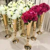 65/110cm)Decoration table centerpiece decorations gold trumpet metal vases for wedding Candle Holder for Table Centerpieces 875