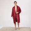 Women's Sleepwear Men's Two-piece Silk Bathrobe Summer Thin Striped Jacquard Long-sleeved Pajamas Plus Size T830