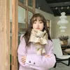 Scarves Korean Style Checkerboard Knitted Cotton Scarf Winter Warm Soft Neckerchief Woolen Yarn Skinny Comfortable For Women