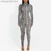 Women's Jumpsuits Rompers Snake Print Sexy Jumpsuit Winter Party Outfit Woman Club Wear One Pieces Long Sleeve Bodycon Jump Suits D16-CF33 T230504