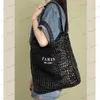 Evening Bags designer letters hollow str handbags luxury paper woven women shoulder bags handmade summer beach large tote bag casual purse T230504