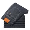 Heren jeans sulaee herfst vulkanische rockstof mannen zakelijke jeans klassieke stijl zwart blauwe denim stretch 230503