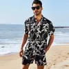 Felpe con cappuccio Felpe Hawaiian Beach Blossom Manica corta Camicia da vacanza allentata Pantaloncini Set da due pezzi Abbigliamento da uomompqg