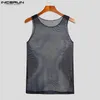 Canotte da uomo Moda Stampa 3D Maglia trasparente Oneck senza maniche Gilet casual Skinny Abbigliamento sexy S5XL INCERUN 230504