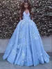 Off-Shoulder Evening Dresses Formal Prom Party Gown A Line Floor-Length Sweep Train Applique Tulle long Backless Plus Size Custom