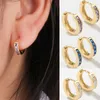 Hoopörhängen 2023 CZ Zircon Huggie för kvinnor Multicolor Crystal Gold Plated Small Earring Trend Brosk Piercing Smycken