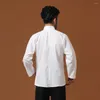 Men's T Shirts White Men Cotton Linen Long Sleeve Shirt Classic Chinese Style Tang Clothing Size T-Shirts For Male Tops Hombre