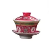 2Pic/Set Jingdezhen Ceramic Tea Cup Pastell Longevity Boundless Horseshoe Rice Cup Tea Glaze On Color Ceramic Three-Head Lid
