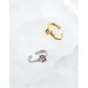 Cluster Rings Authentique 925 Sterling Silver Square Pink CZ Gems Gear Texture Ring Adjust Jewelry C-JA641