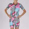 Set da corsa Zootekoi Triathlon da donna Manica corta Sci Bici Abbigliamento sportivo Costume da bagno intero Maglia da corsa Maillot Roupa