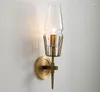 Applique Moderne En Verre 1/2 Têtes De Cuivre LED Allée Chambre Lampe De Chevet Éclairage À La Maison Applique Luminaire WA086