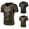 Men's T-skjortor Summer Nightclub Bar Fashion Casual Bronzing Tryckt kortärmad T-shirt H16-17