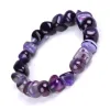 Oregelbunden form Agatsträng Handsträng Färgglada dröm Lemon Yellow Purple Agate Natural Stone 7 Chakra Yoga Armband