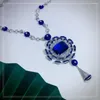 Pendentif Colliers 2023 Mode De Luxe Bleu Goutte D'eau Collier Femmes De Haute Qualité En Ligne Rouge Dance Party Brillant Fleur Forme Marque