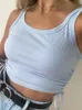 Camisoles Tanks Ruched Sleeveless Tank Tops Tees Women Solid Casual Fashion Crop Top Ladies High Street Tie Up Croptop Summer Fitness 230503