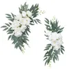 Dekorative Blumen 2 teile/satz Künstliche Hochzeit Bogen Weiße Rose Willkommensschild Blume Geburtstagsfeier Hintergrund Dekoration