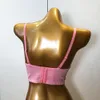 T-shirt cupnaya rosa kristall kvinnor sexig spandex skörd topp spaghatti rem bustier inuti rörkamisol korsett bralette glänsande klubbkläder