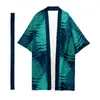 Vêtements ethniques Japonais traditionnel traditionnel long kimono cardigan féminin de plante feuille de feuilles de feuille de feuille yukata veste