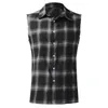 Mens Tank Tops Summer Fashion Casual Plaid Print Sleeveless T Shirt Vest Buckle Sanding Korean Style Beach 230504